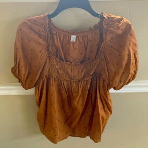 Woman’s Old Navy Bo Ho Peasant Blouse Rust